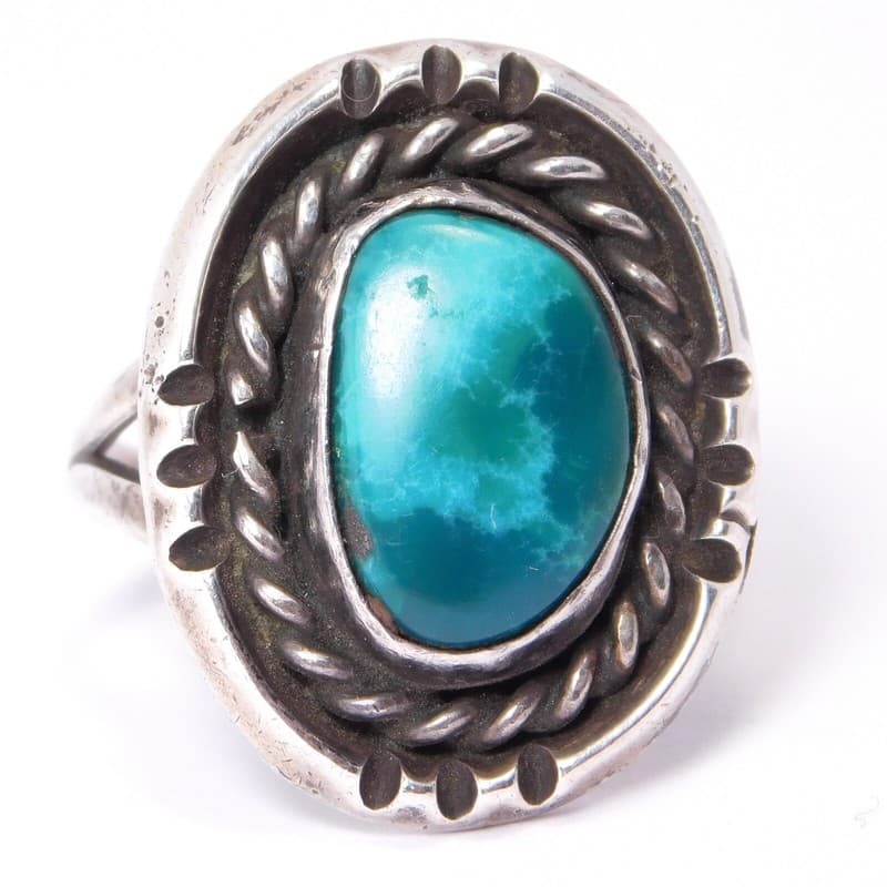 SWEET STERLING SILVER SOUTHWEST TURQUOISE RING SZ 5.5