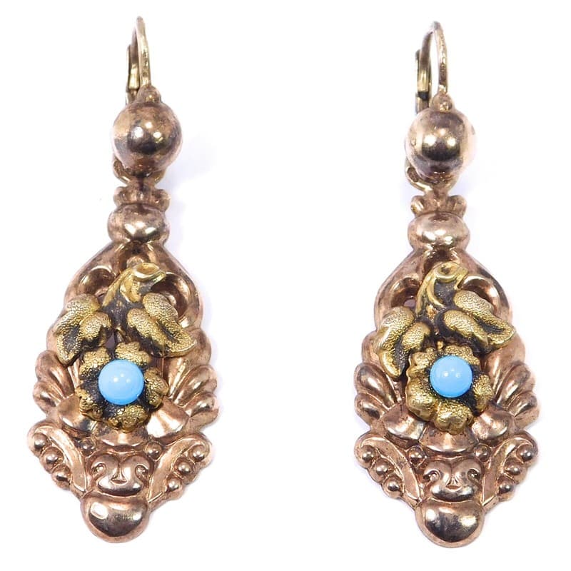 ORNATE AUSTRIAN 835 SILVER TURQUOISE EARRINGS