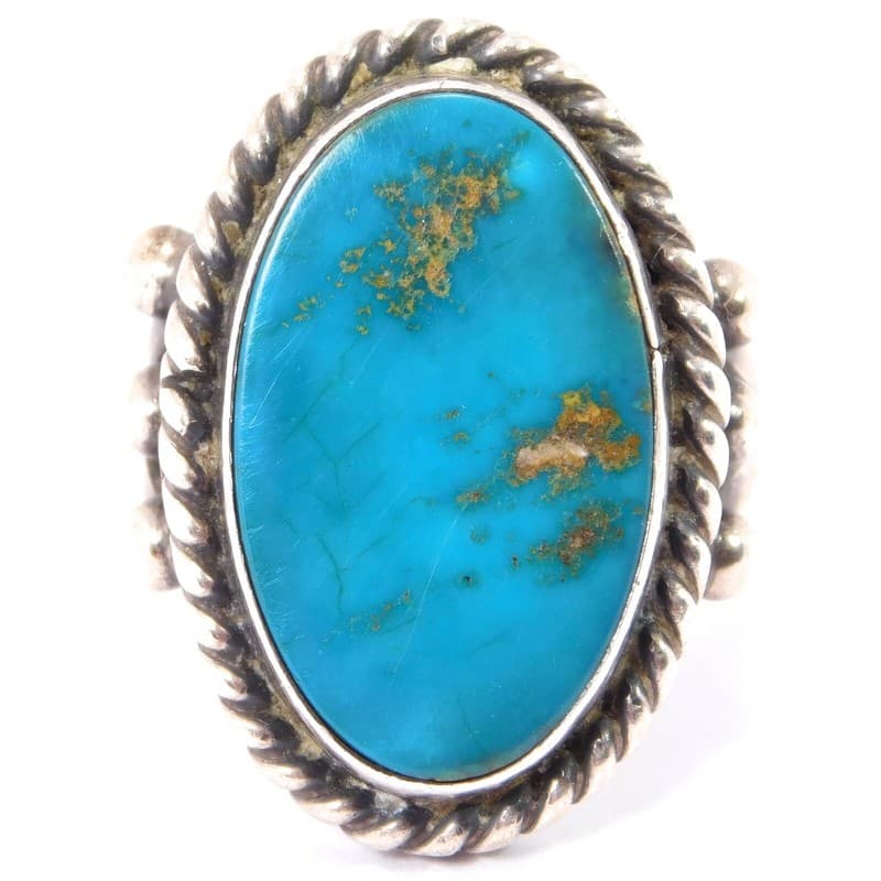 CLASSY STERLING SILVER TURQUOISE RING SZ 5
