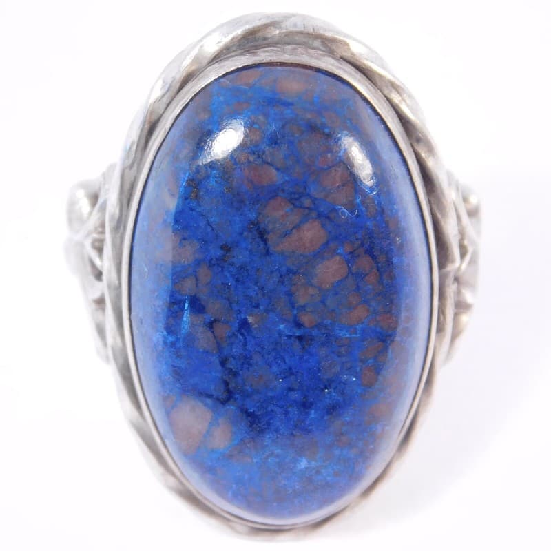 OLD STERLING SILVER DEEP BLUE CHALCEDONY RING