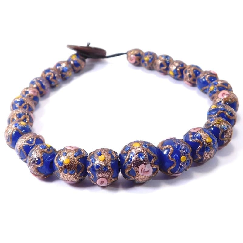 COBALT VENETIAN WEDDING CAKE BEAD BRACELET