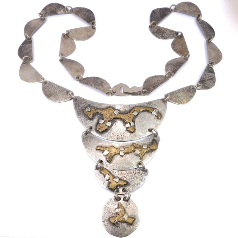 AMAZING MOD NECKLACE MIXED METALS ARTIST SIGNED