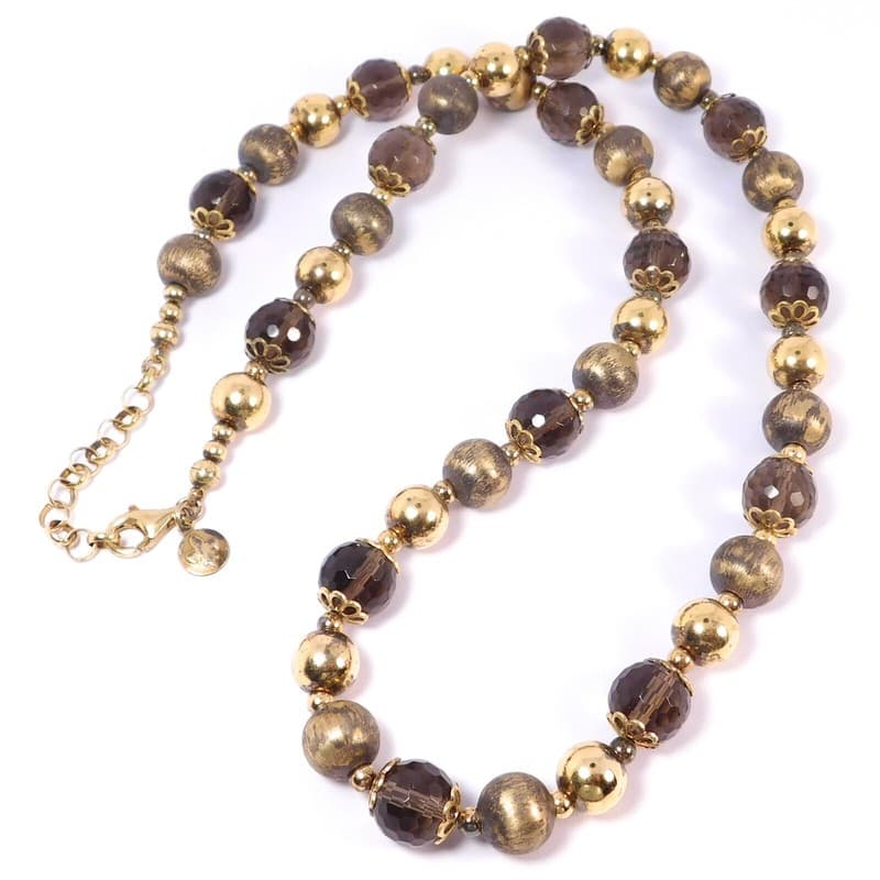 STUNNING STERLING VERMEIL SMOKY QUARTZ NECKLACE