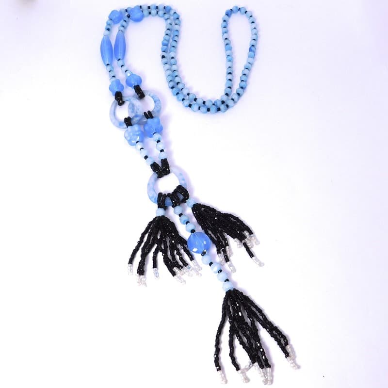 FABULOUS FLAPPER NECKLACE ART DECO GLASS TASSELS ORIGINAL 1920’s