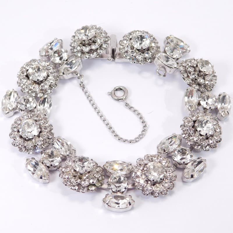 WEISS CLEAR RHINESTONE ICE FLOWER BRACELET
