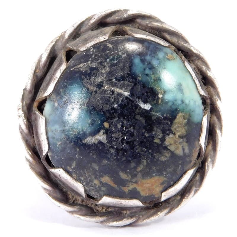 HANDMADE OLD STERLING SILVER TURQUOISE RING SZ 6.5
