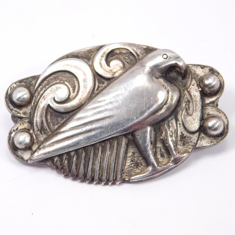 RARE CORO STERLING SILVER BIRD BROOCH DECO