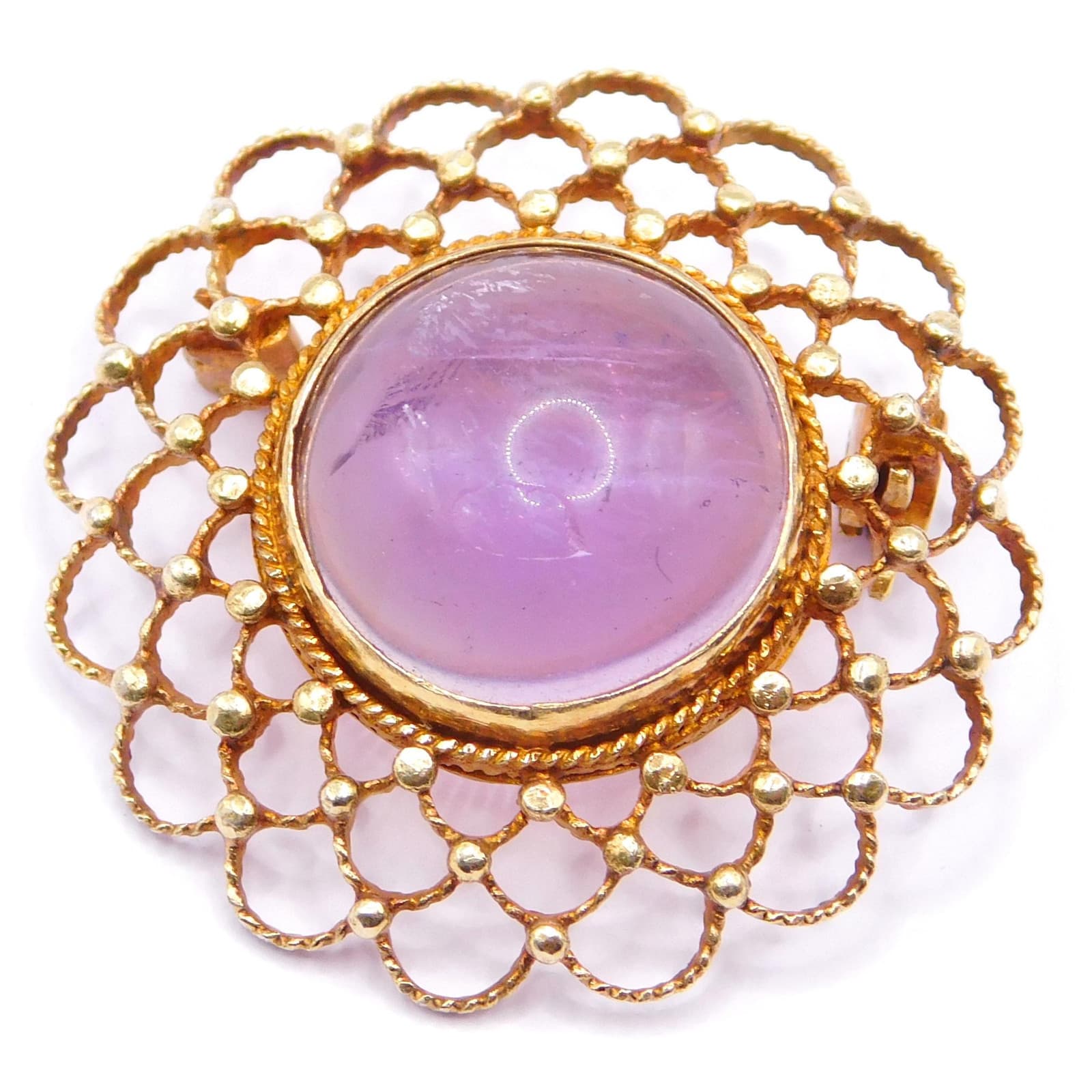 ELEGANT STAR BURST AMETHYST STERLING SILVER BROOCH