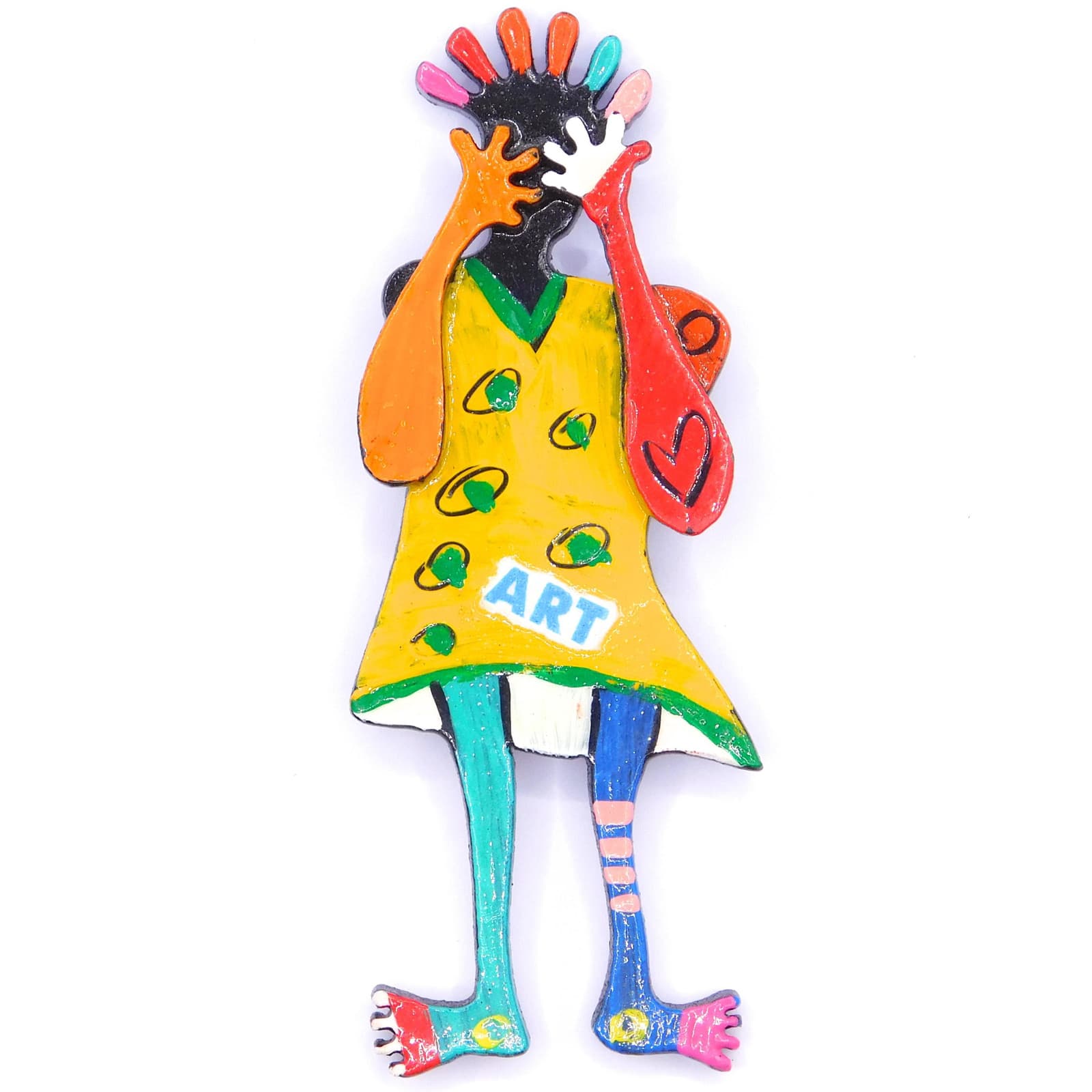 VIBRANT ARTISTIC "ART" FIGURAL BROOCH BY JOESAM
