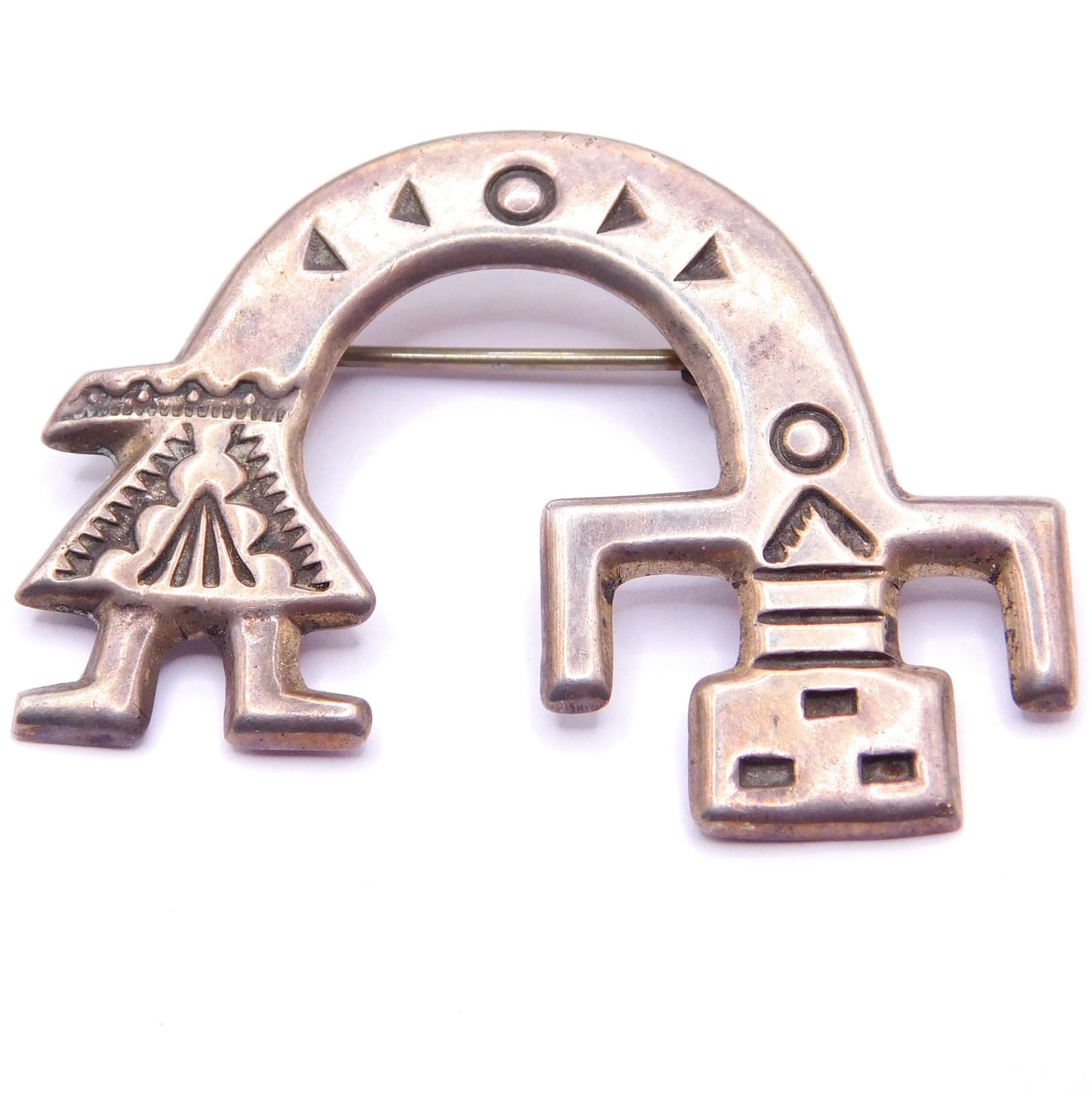 VINTAGE SIGNED STERLING SOUTHWESTERN FIGURAL BROOCH
