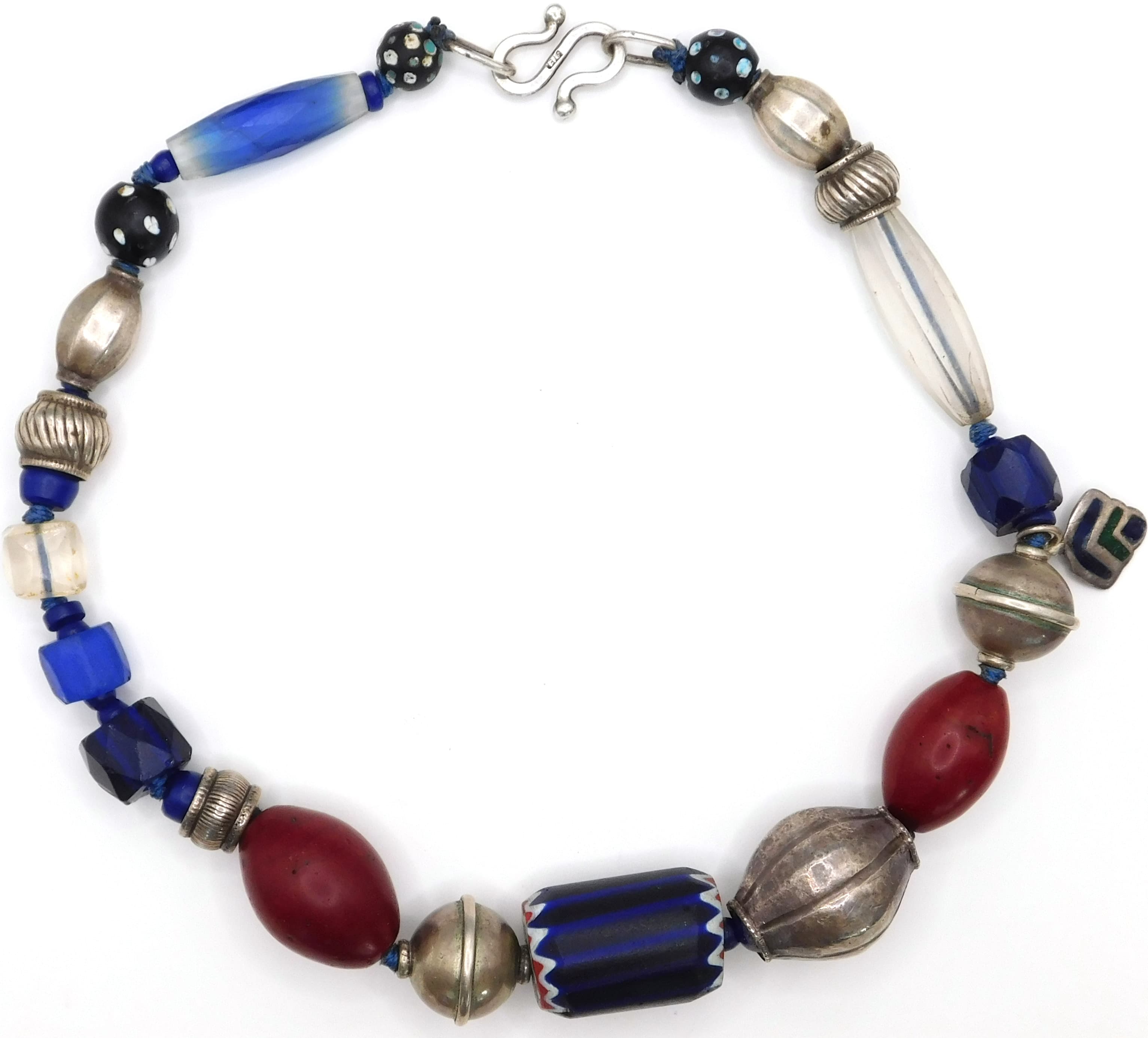 SILPADA STERLING SILVER & AFRICAN TRADE BEAD STATEMENT NECKLACE