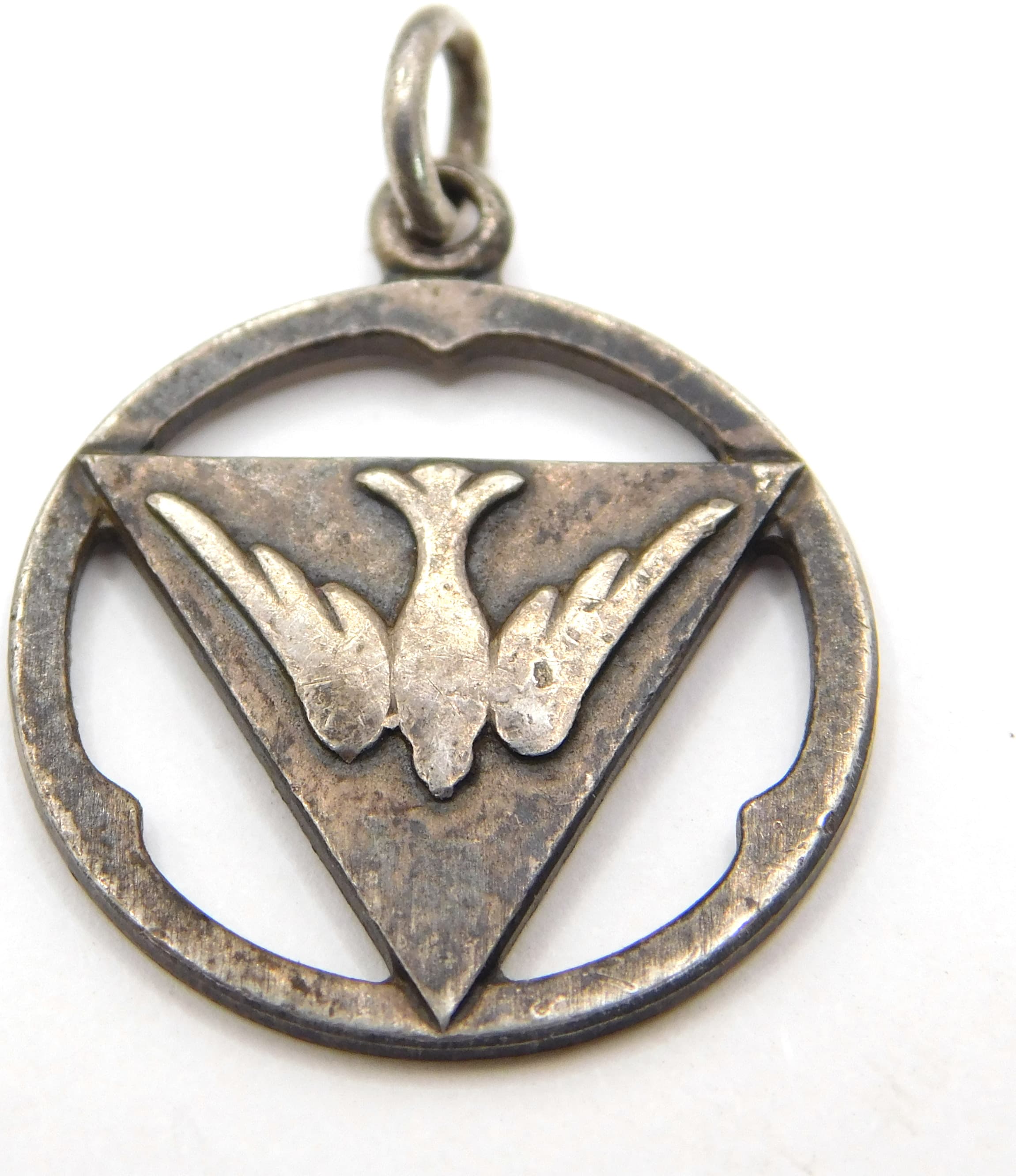 VINTAGE STERLING SILVER HOLY SPIRIT DOVE MEDAL PENDANT
