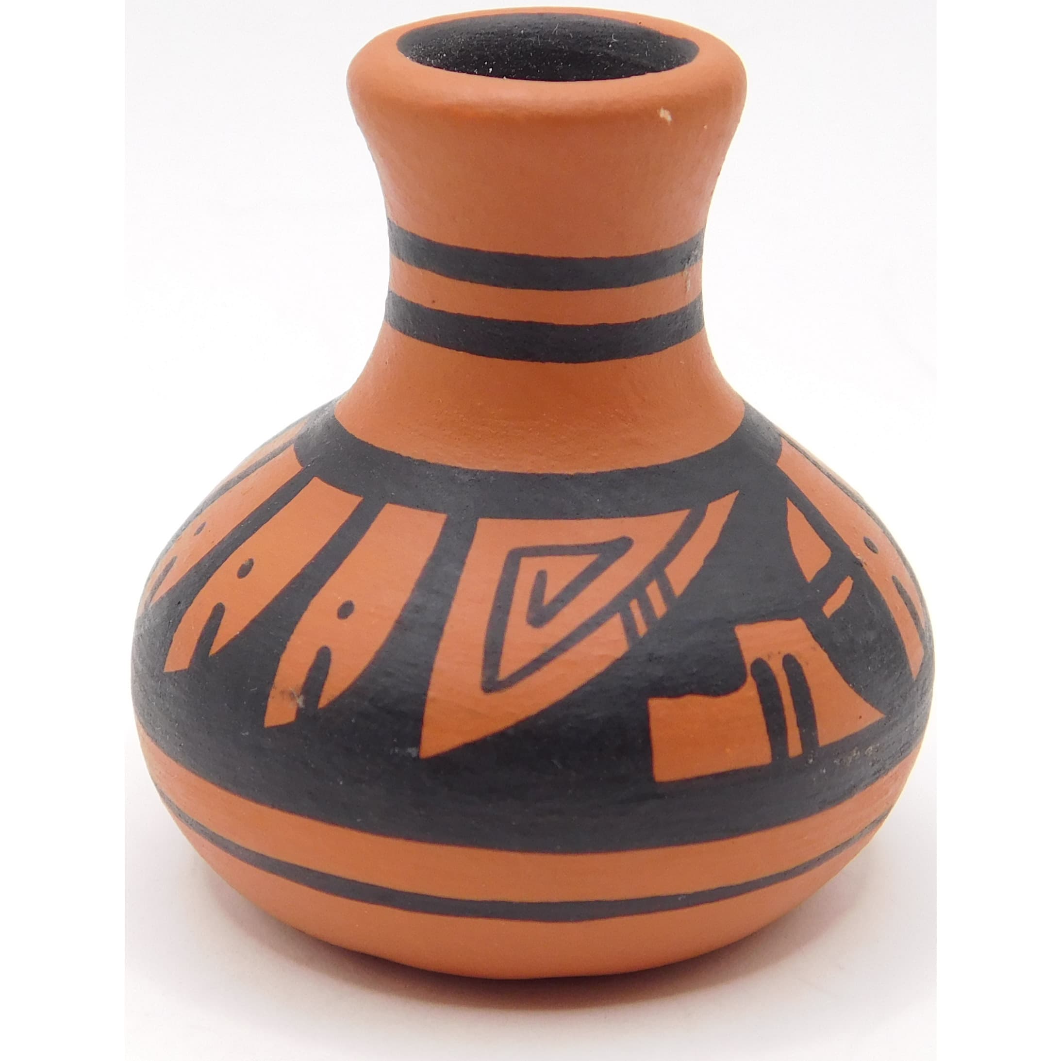 MINIATURE NAVAJO SIGNED POTTERY VASE HAND-PAINTED TERRACOTTA