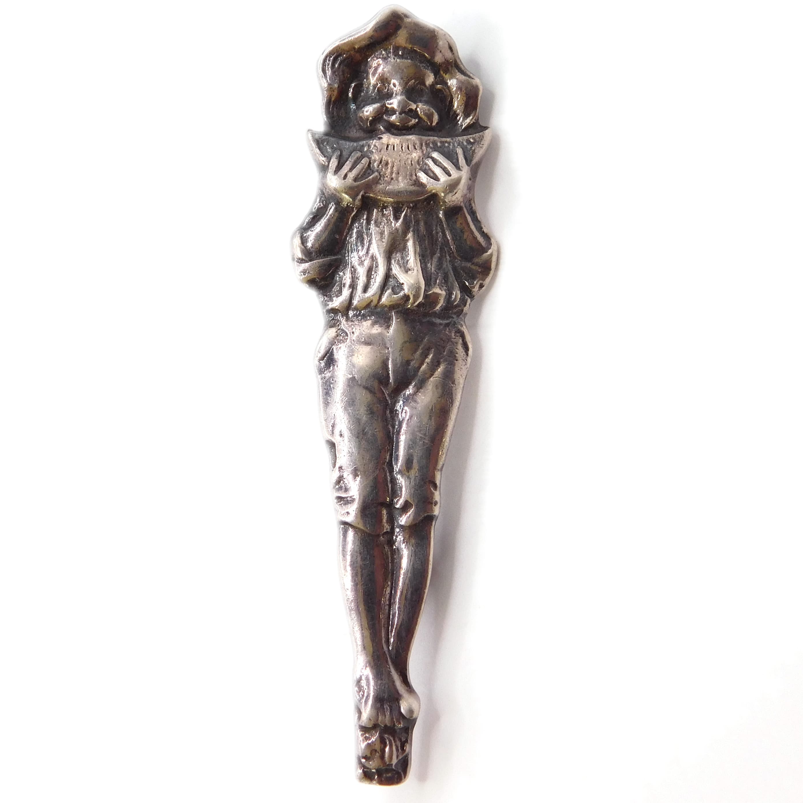 WHIMSICAL STERLING SILVER WATERMELON BOY FIGURAL BROOCH
