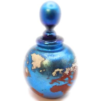 STUNNING IRIDESCENT ART GLASS EARTH GLOBE PERFUME BOTTLE SIGNED DATED LIMITED