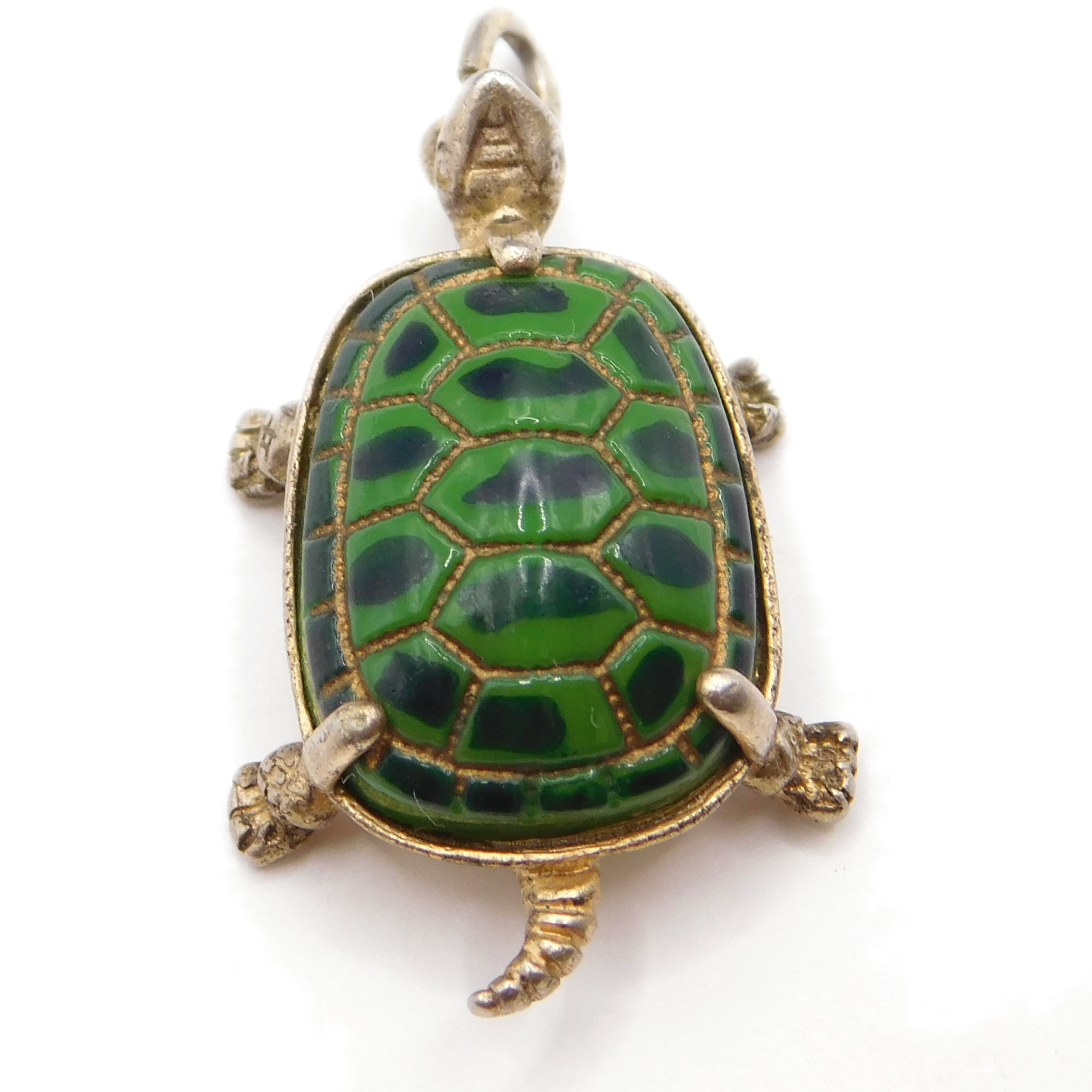 CHARMING ENAMELED STERLING SILVER TURTLE CHARM