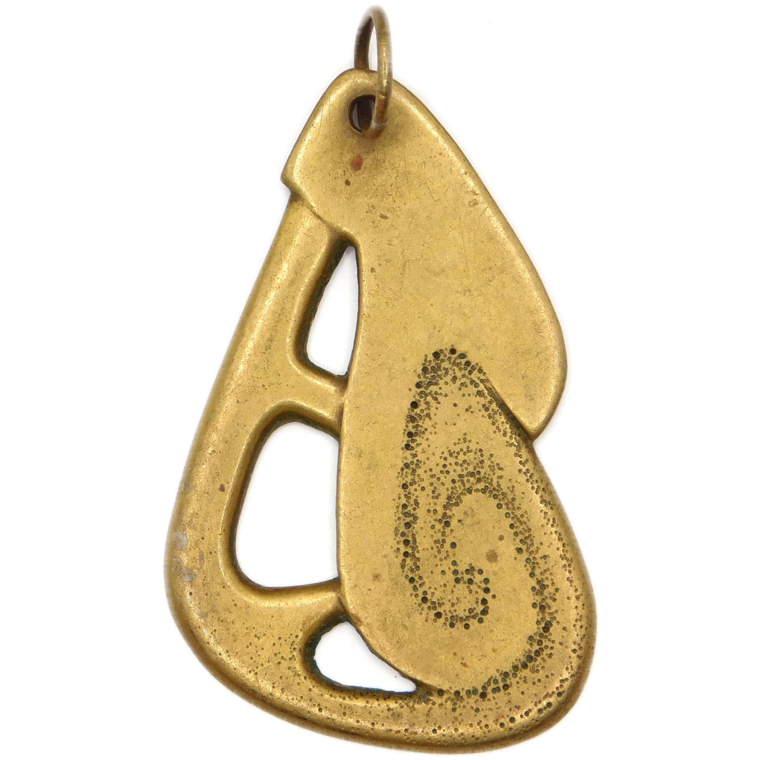 MODERNIST BRUTALIST BRASS PENDANT WITH ORGANIC CUTOUT DESIGN