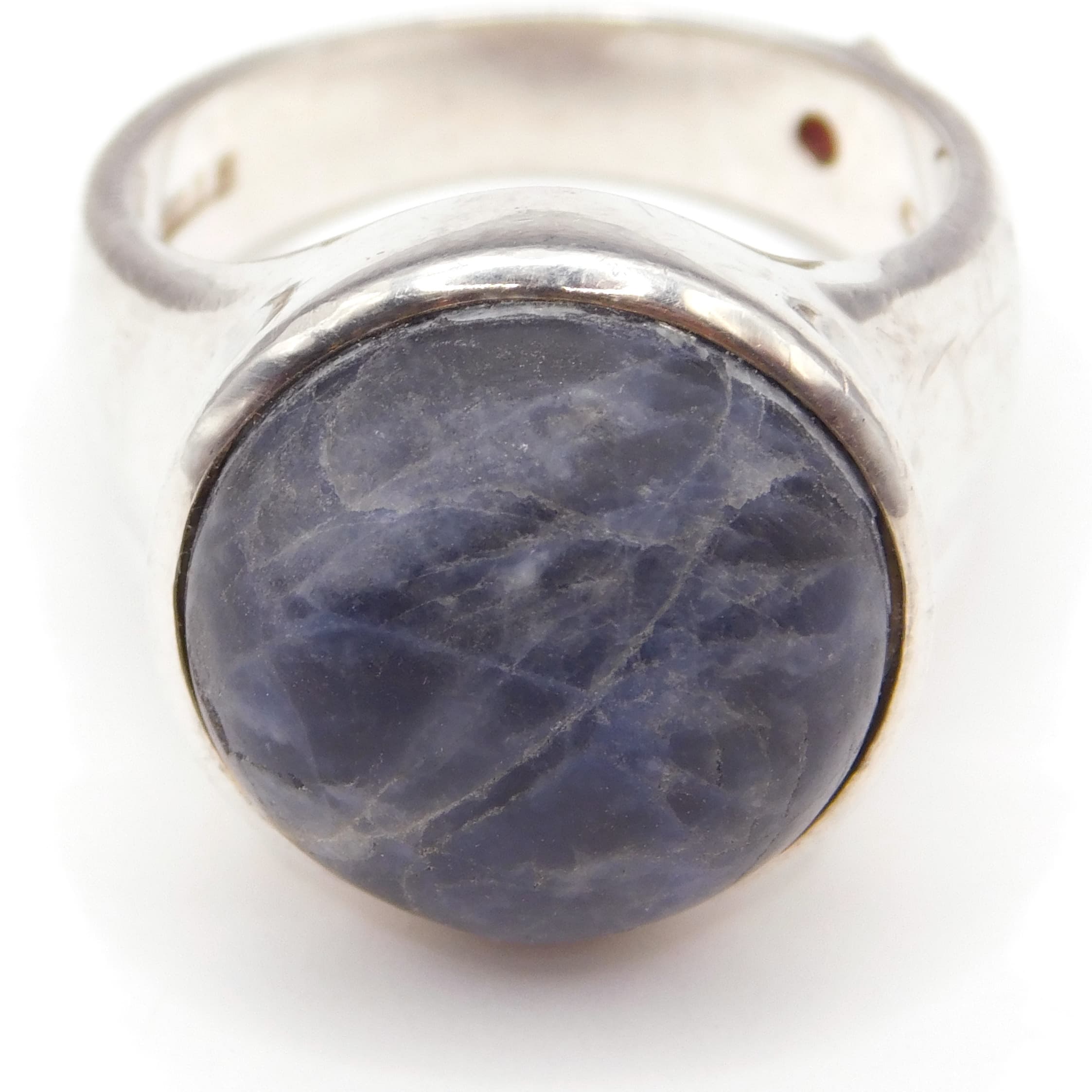 BOLD ELLE STERLING SILVER SODALITE RING WITH RUBY ACCENT