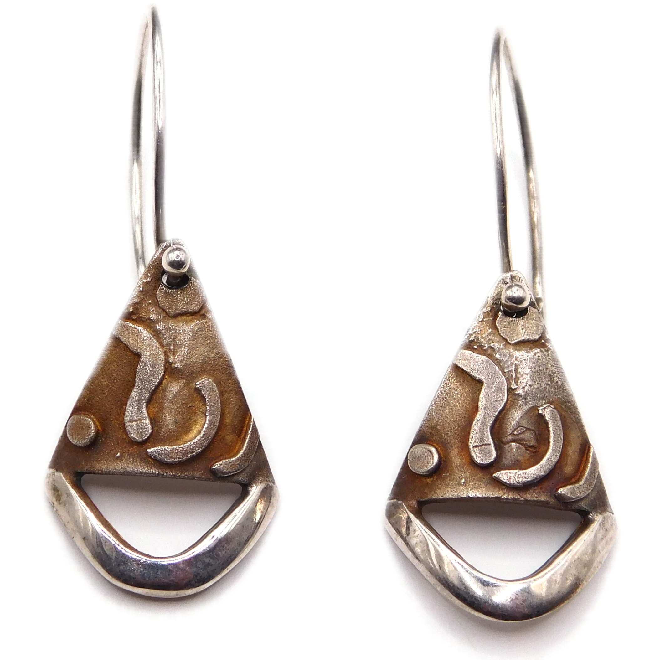 MAUREL SIGNED STERLING SILVER ARTISAN EARRINGS WITH ORGANIC CUTOUT DESIGN