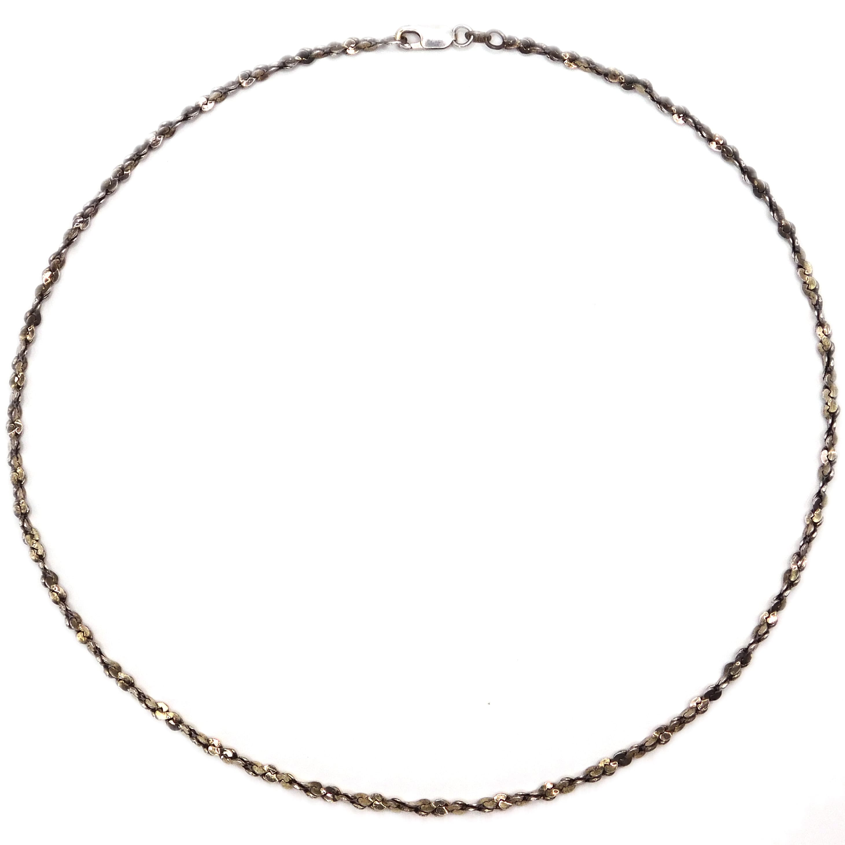 SHIMMERING STERLING SILVER TWISTED SERPENTINE CHAIN NECKLACE