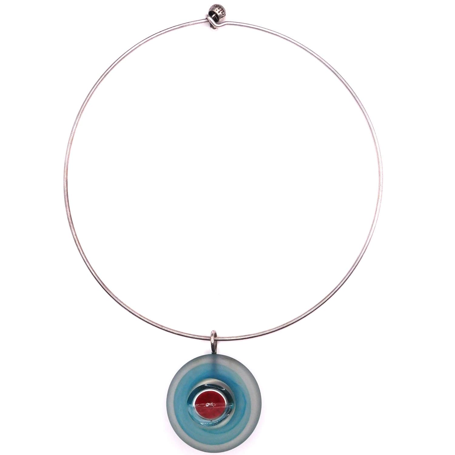 KOSTA BODA SWEDISH ART GLASS "TALISMANIA" RED EYE PENDANT TORQUE NECKLACE