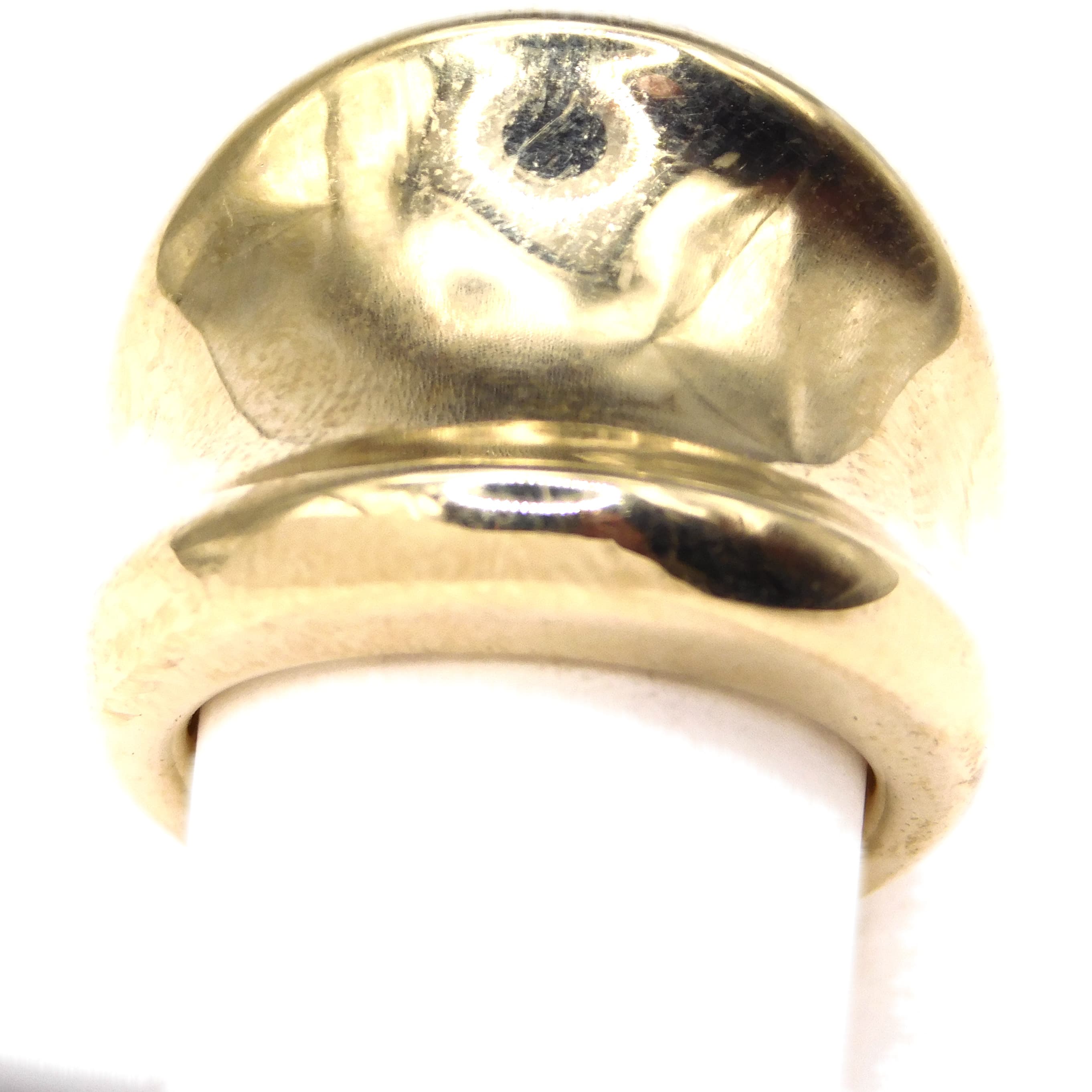 BOLD GOLD WASHED STERLING SADDLE RING STYLISH MODERNIST BAND