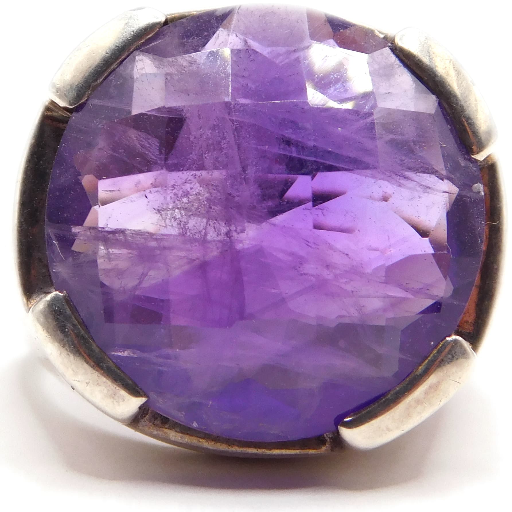 BOLD PURPLE AMETHYST COCKTAIL RING IN CHUNKY STERLING SILVER SETTING